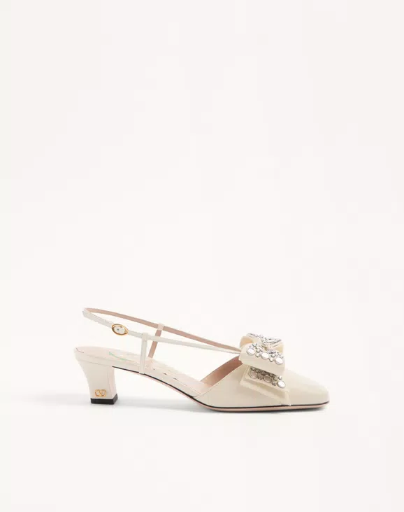 Valentino Bowow Slingback Pumps In Kidskin With Mirrors And Crystals 45Mm - Image 1